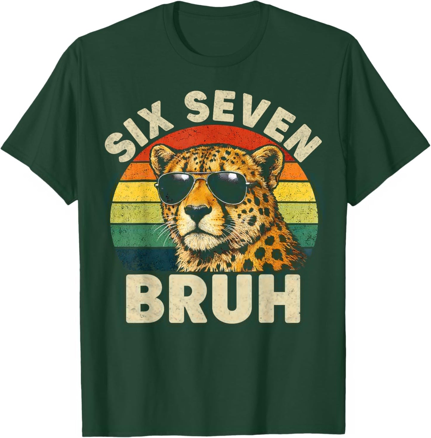 Boys Animal Print Clothes Six Seven Bruh Cheetah 67 Meme T-Shirt - T-Shirt | Forest