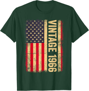 Vintage 1966 60th Birthday US Flag Retro 60 Years Old T-Shirt - T-Shirt | Forest