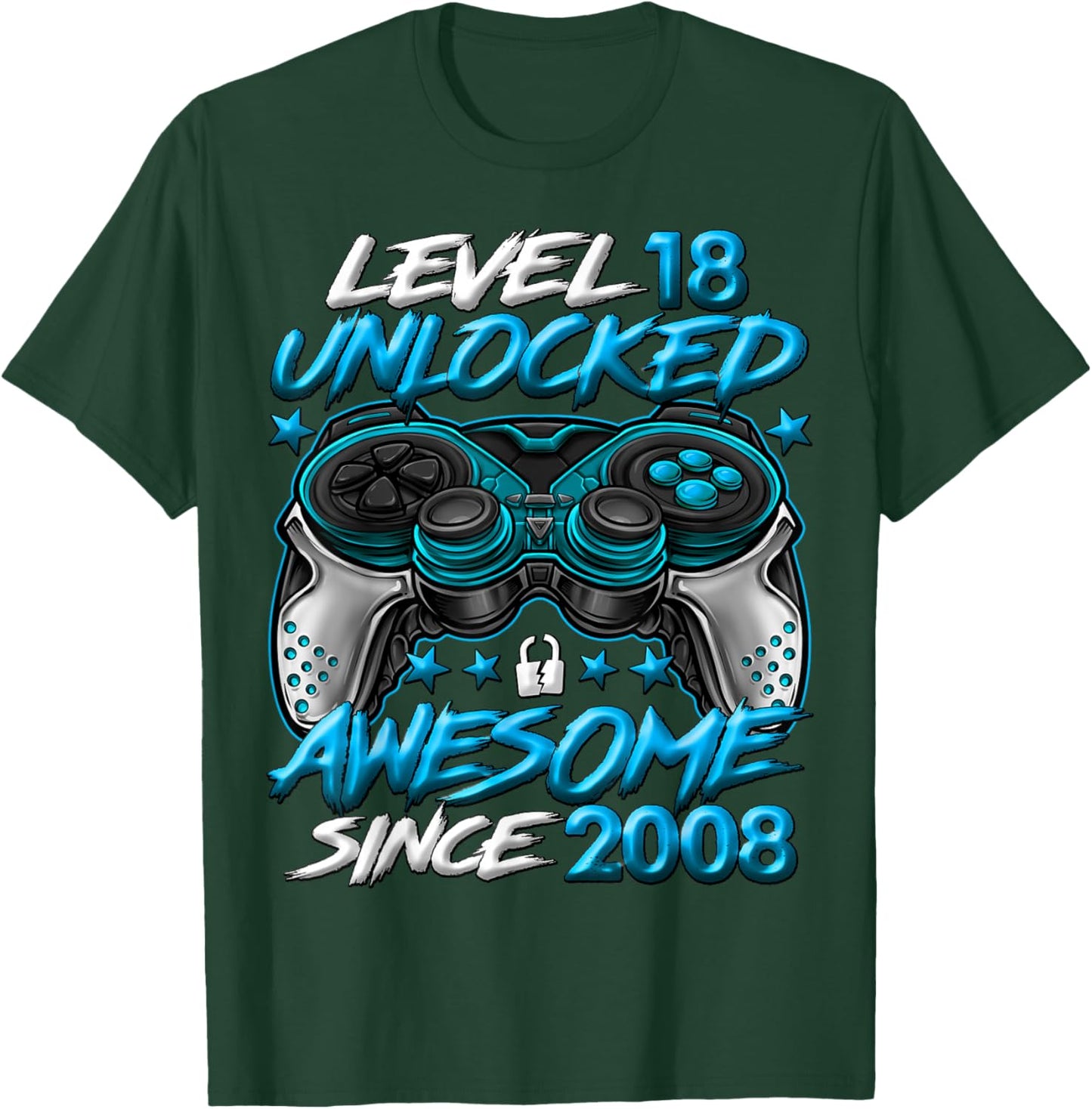 Level 18 Unlocked 18 Year Old Gifts Boys 18th Birthday Boy T-Shirt - T-Shirt | Forest