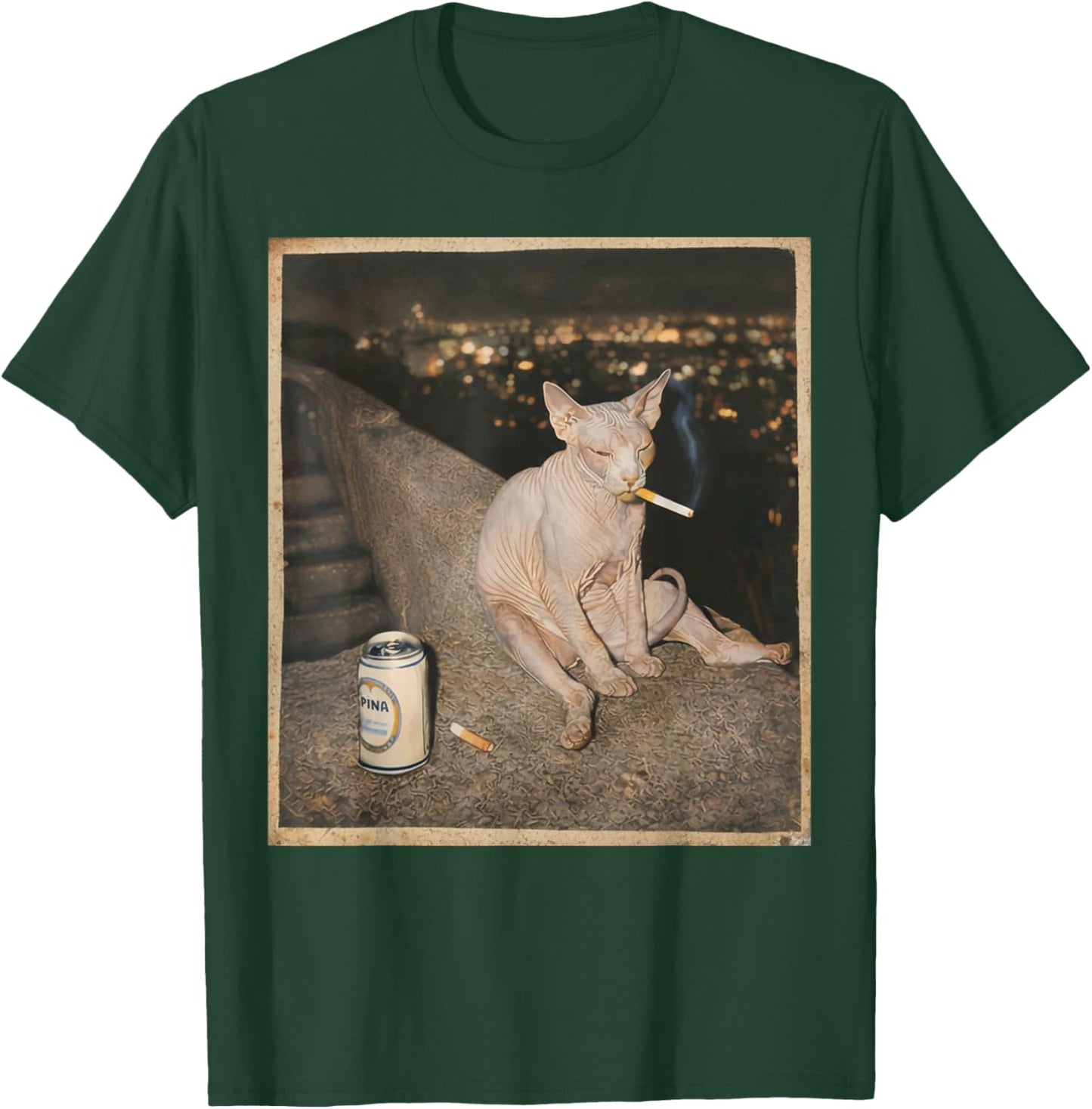Smoking Sphynx Cat Meme Funny Cat Smoking Cigarette T-Shirt - T-Shirt | Forest