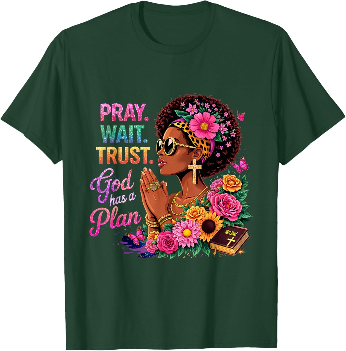 Faith Black Women African Melanin Queen God Christian T-Shirt - T-Shirt | Forest