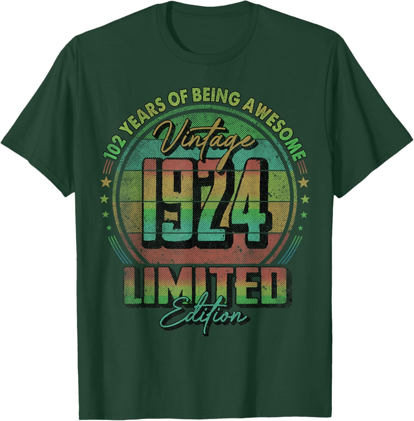 Vintage 1924 Limited Edition 102 Year Old 102nd Birthday T-Shirt - T-Shirt | Forest