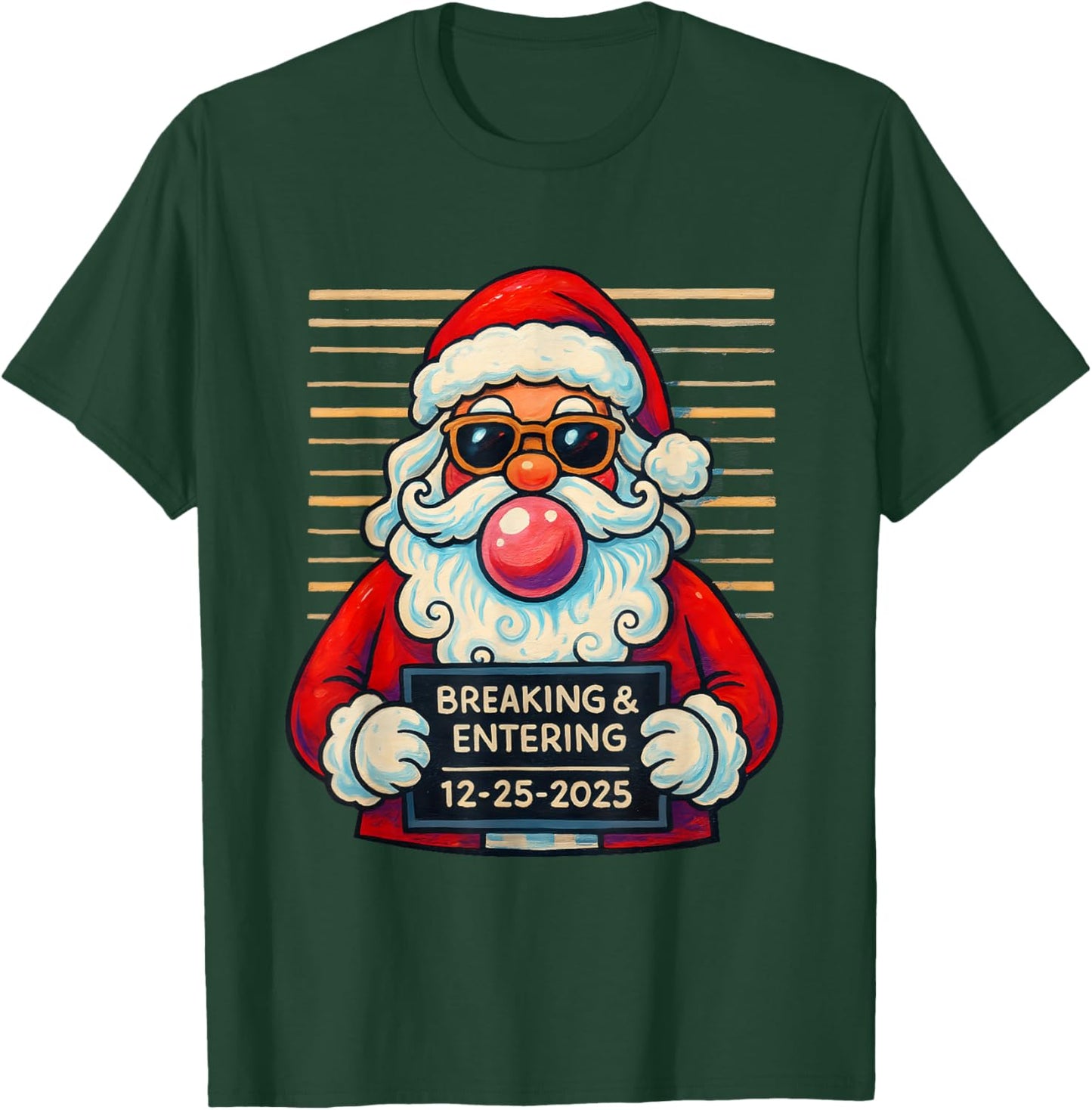 Funny Santa Breaking and Entering Christmas T-Shirt - T-Shirt | Forest
