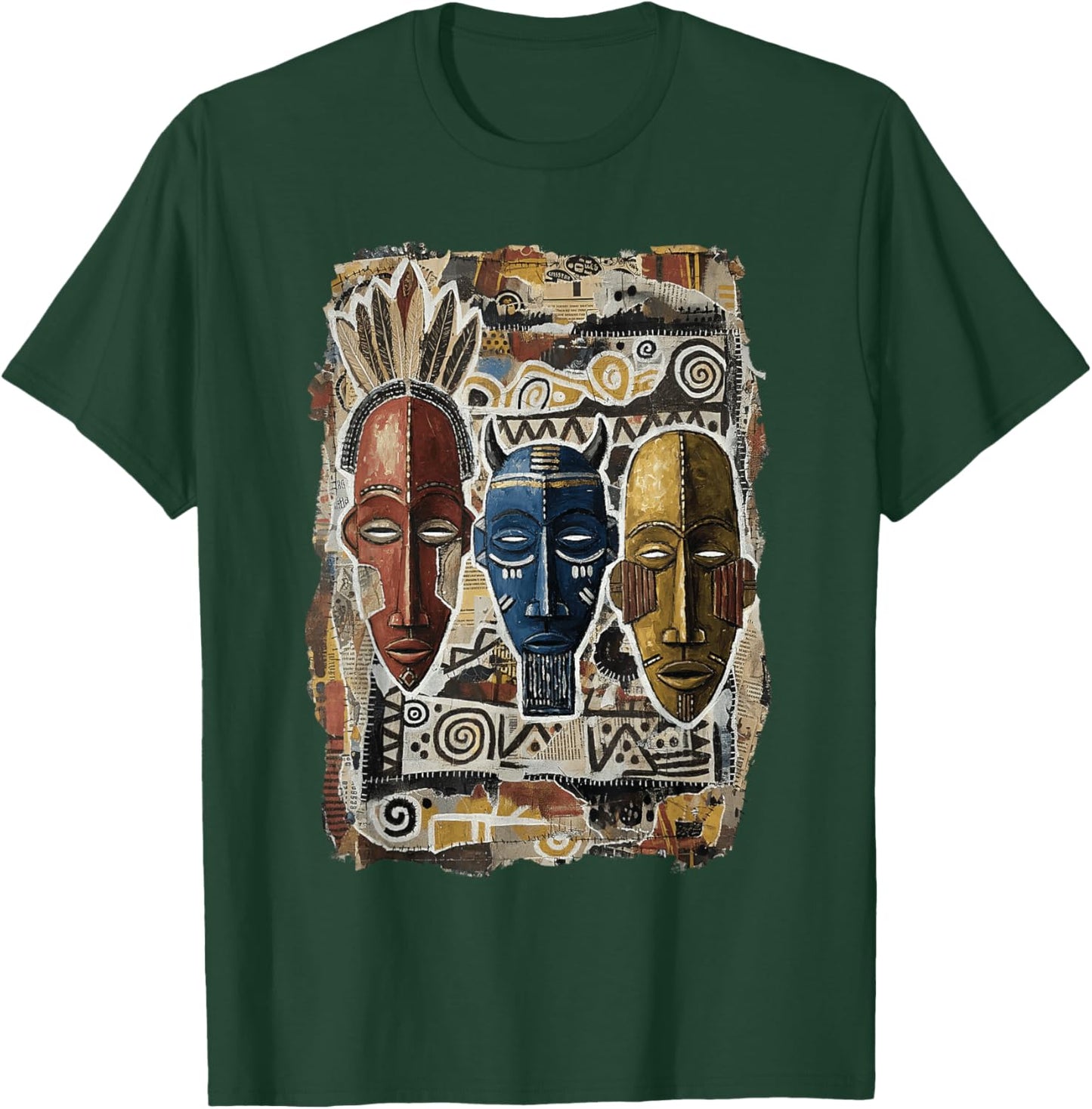 Cool African American Tribal mask Art Black History Month T-Shirt - T-Shirt | Forest
