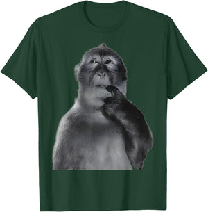 Women Men Kids Funny Monkeys Humor Thinking Monkey Meme T-Shirt - T-Shirt | Forest