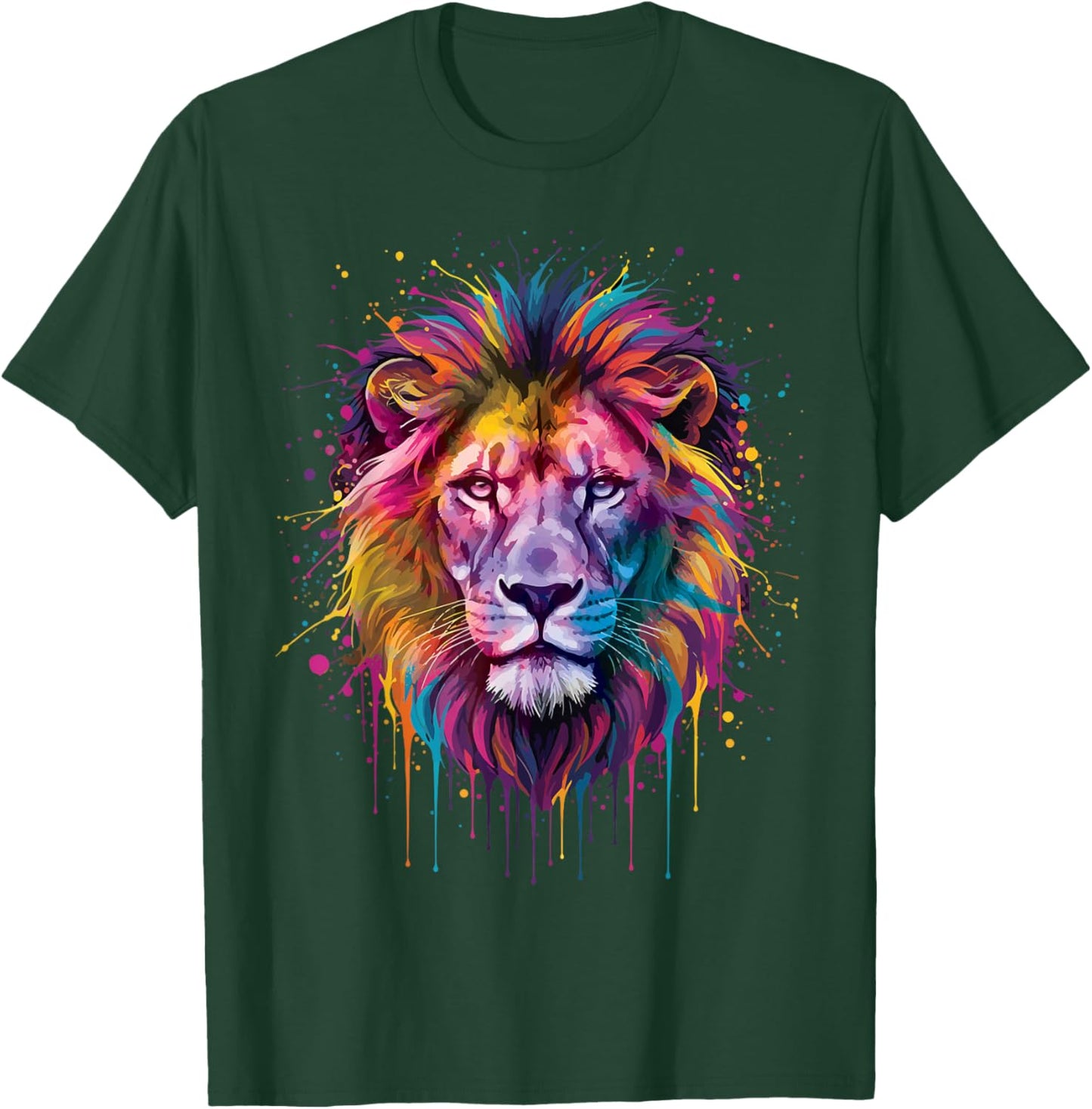 Happy Holi Lion Head Holi Festival of Colors Indian T-Shirt - T-Shirt | Forest