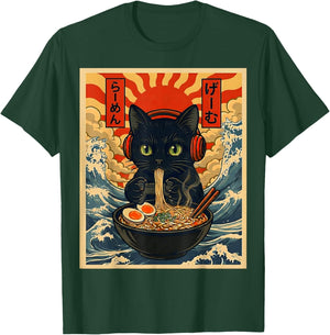 Funny Cat Gamer Gifts Men Kawaii Anime Gaming Headset Cat T-Shirt - T-Shirt | Forest