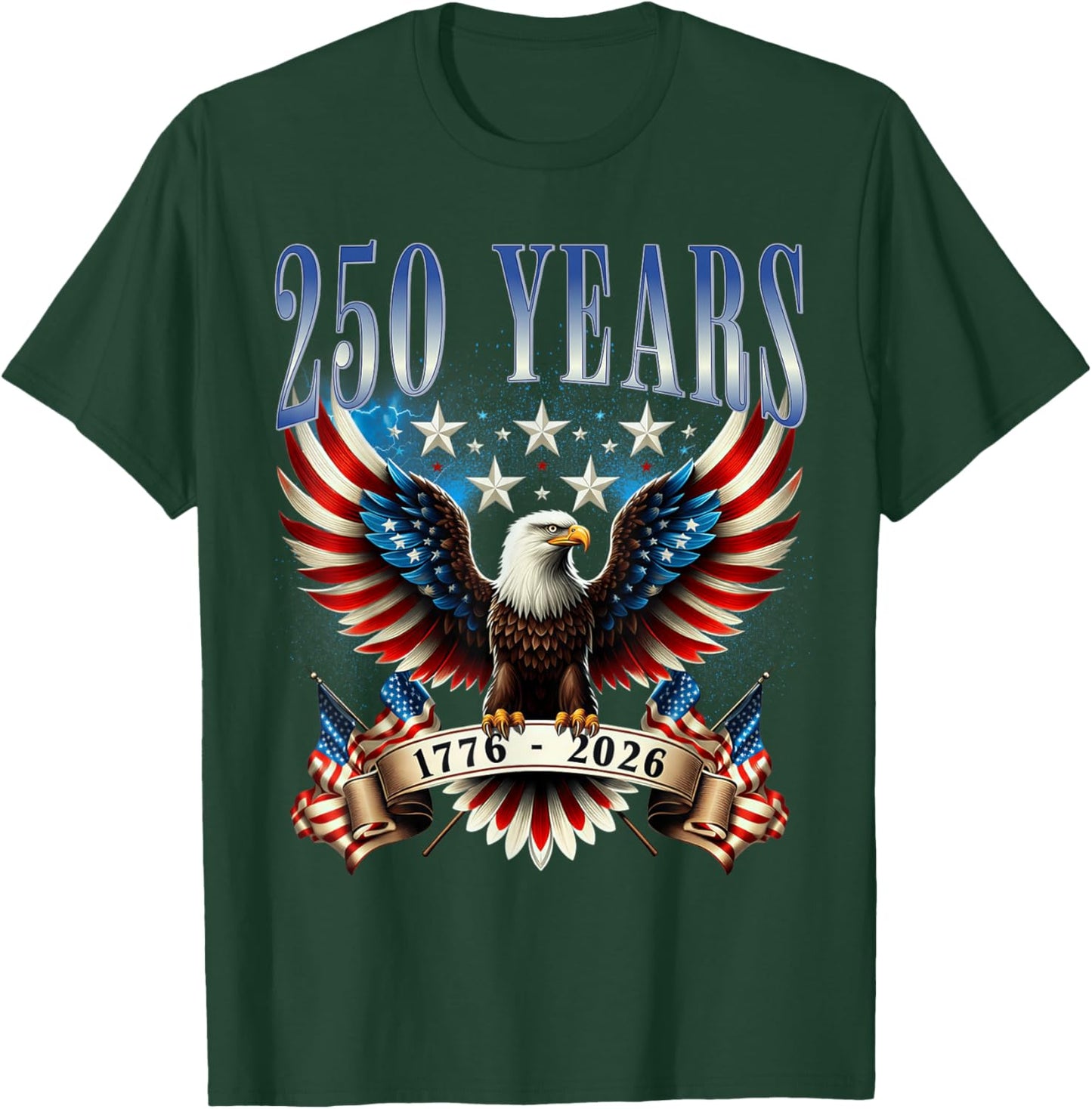 4th of July American Flag Eagle Vintage 250 Years 1776 2026 T-Shirt - T-Shirt | Forest