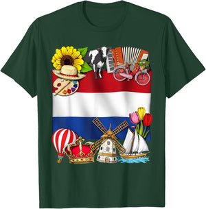 Netherlands Flag Dutch Heritage Holland Proud Dutch T-Shirt - T-Shirt | Forest