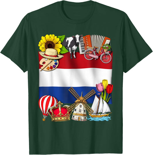 Netherlands Flag Dutch Heritage Holland Proud Dutch T-Shirt - T-Shirt | Forest