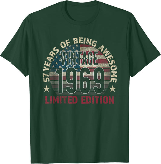 57th Birthday Gift Men Vintage Born 1969 Turning 57 Year Old T-Shirt - T-Shirt | Forest