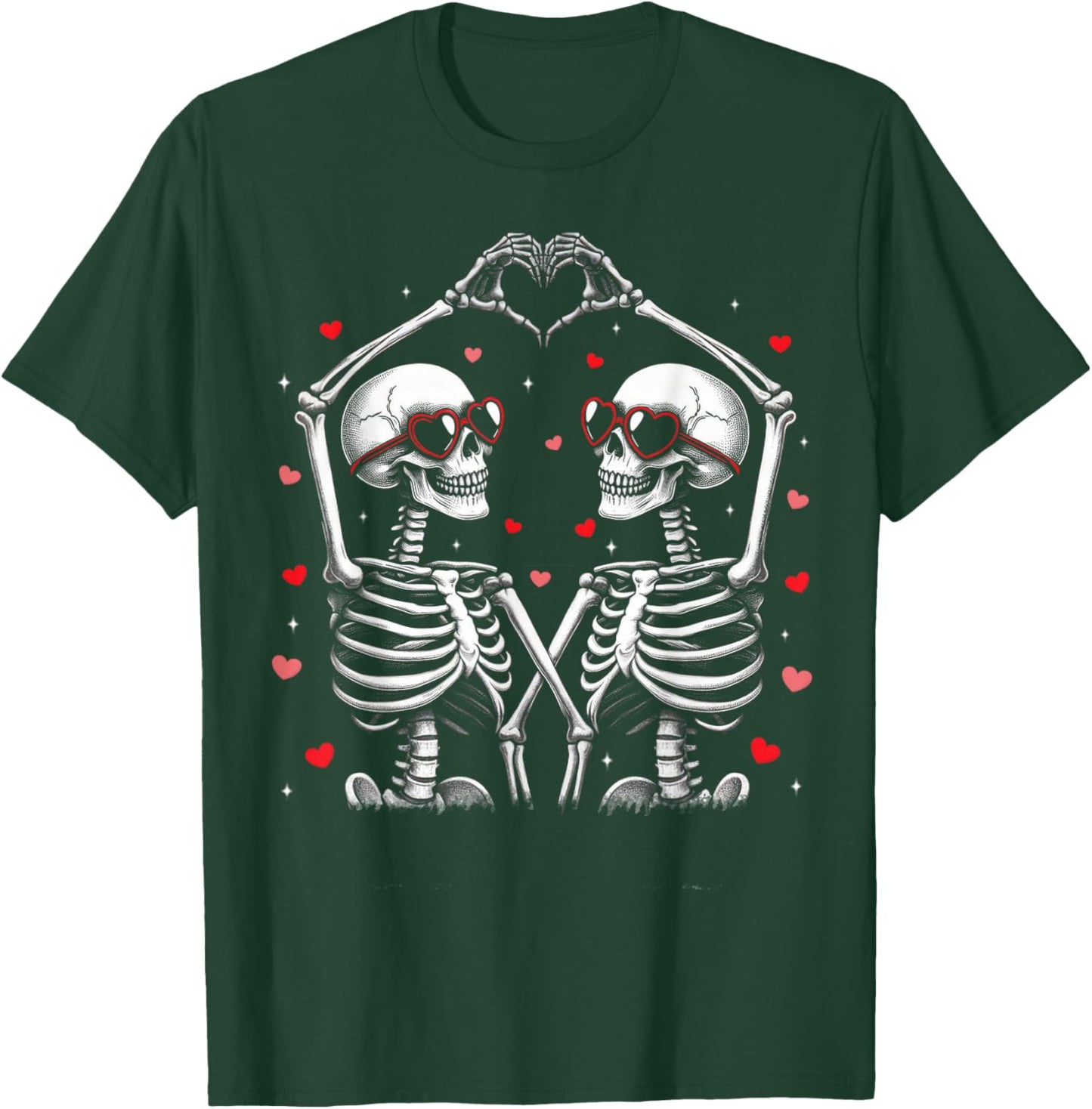 Valentines Day Skeleton Hand Heart Funny Matching Couples T-Shirt - T-Shirt | Forest