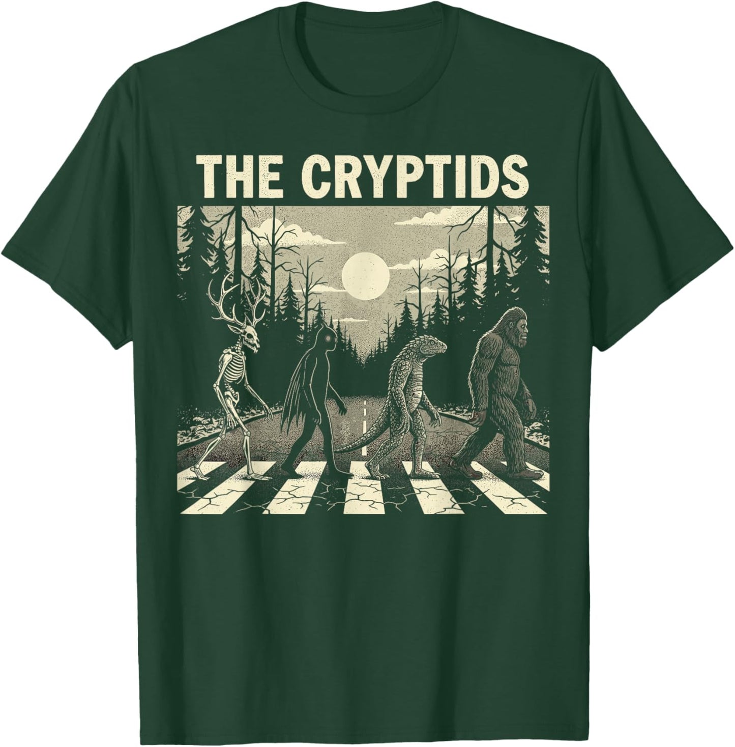 The Cryptids Funny Mythical Bigfoot Mothman Graphic T-Shirt - T-Shirt | Forest