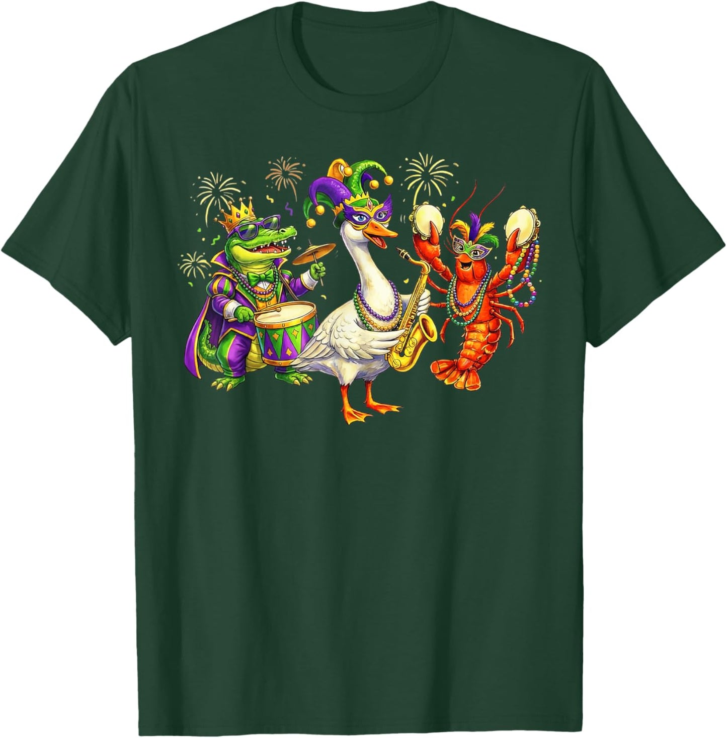ABC Alligator Brown Pelican Crawfish Louisiana Mardi Gras T-Shirt - T-Shirt | Forest