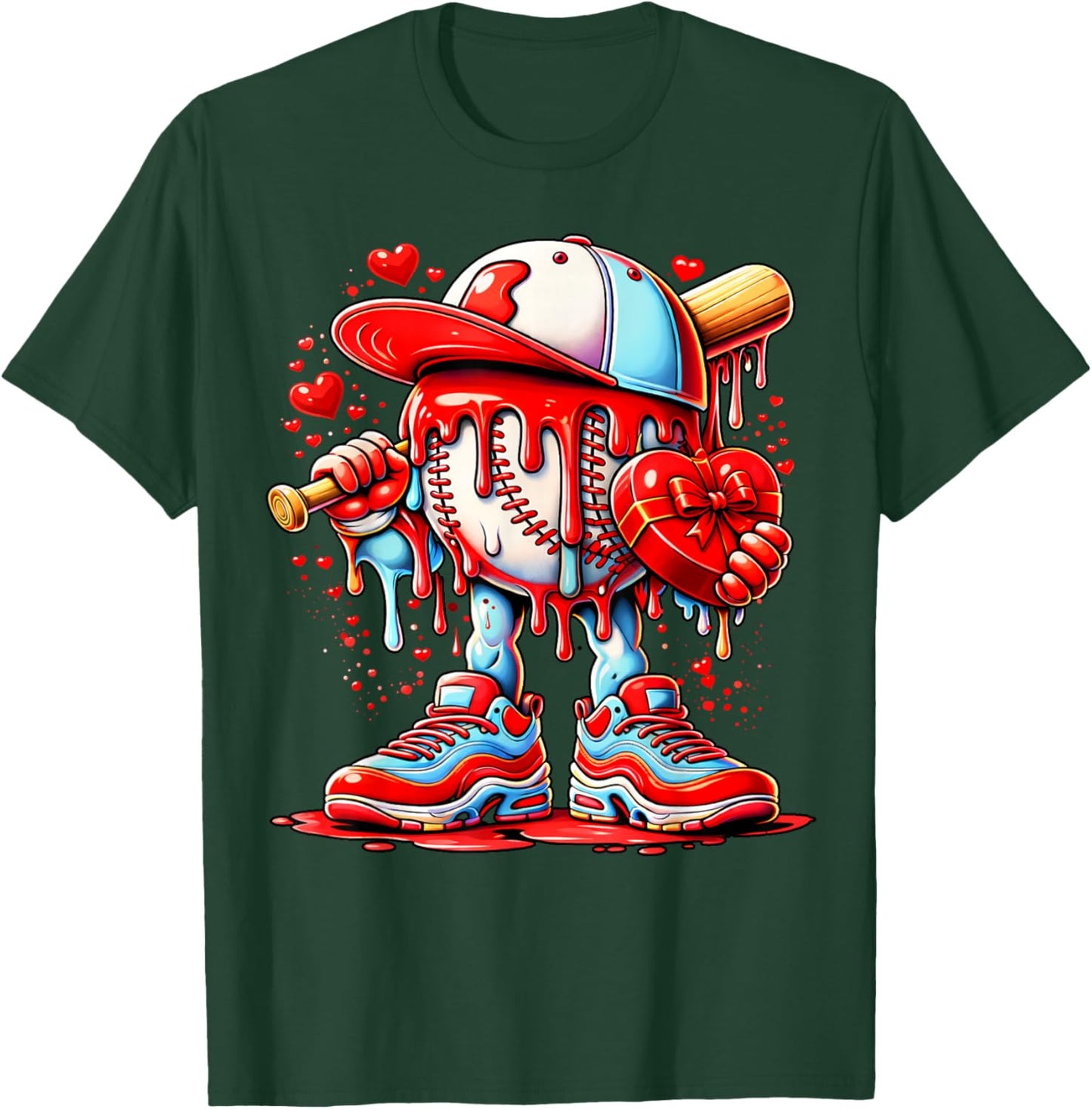 Baseball Drip Icecream Apparel Youth Boy Valentine T-Shirt - T-Shirt | Forest