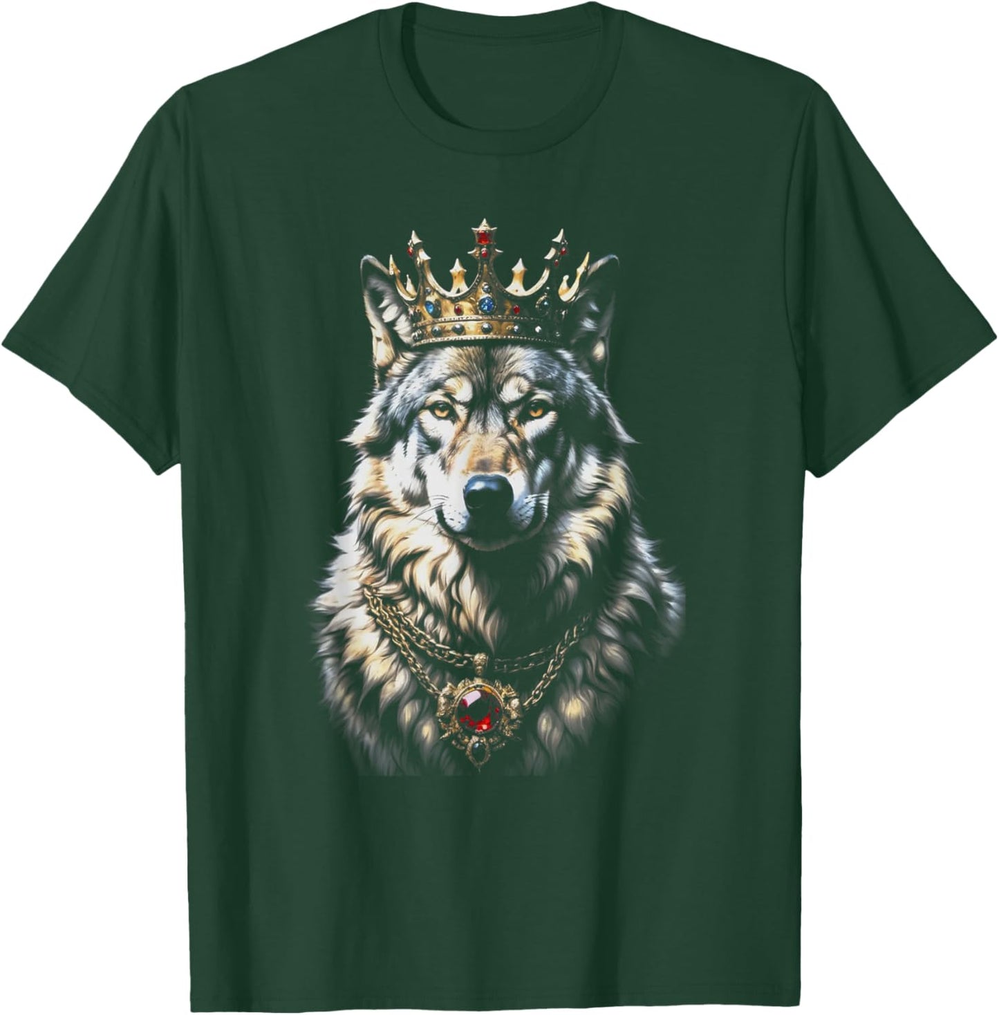 Funny Crown King Wolf Cool Animals Wolves Lovers Wildlife T-Shirt - T-Shirt | Forest