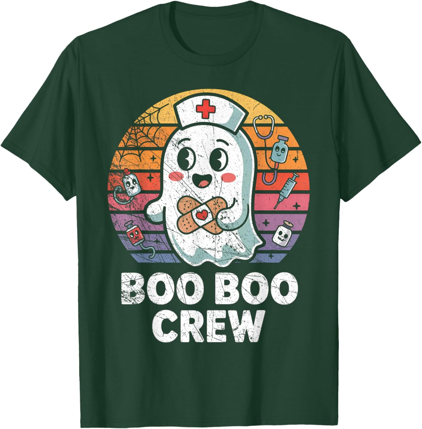 Vintage Retro Boo Boo Crew Nurse Halloween Nurses T-Shirt - T-Shirt | Forest