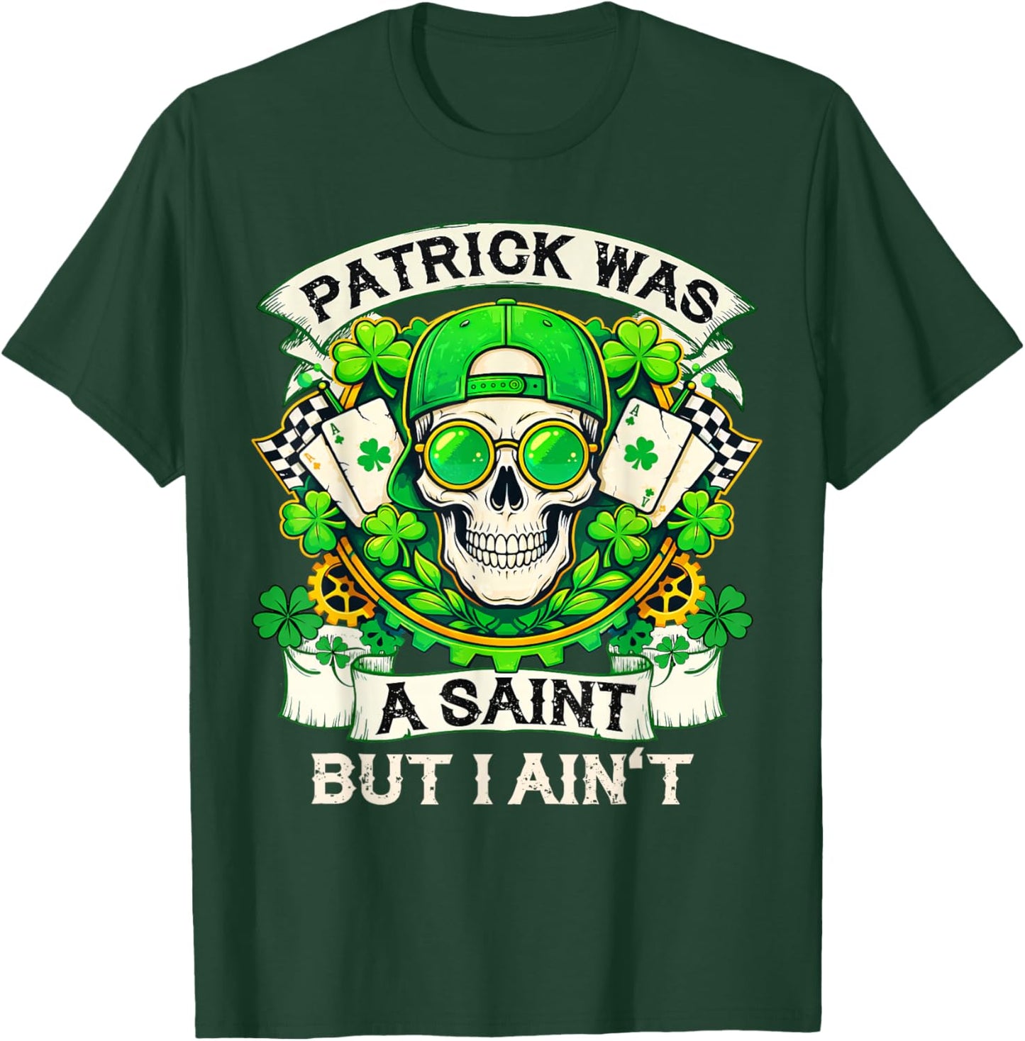 Skull St Patrick Day of The Dead Lucky Shamrock Men Women T-Shirt - T-Shirt | Forest