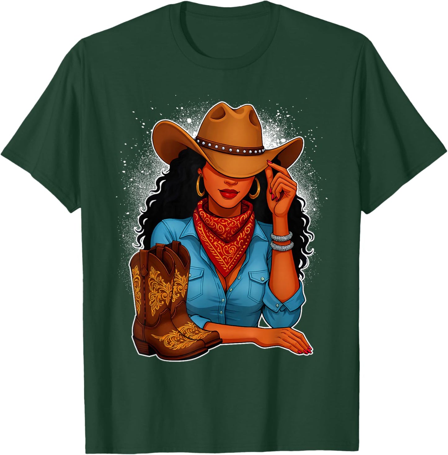 Black Cowgirl & Boots Black History Month Black Women Girls T-Shirt - T-Shirt | Forest