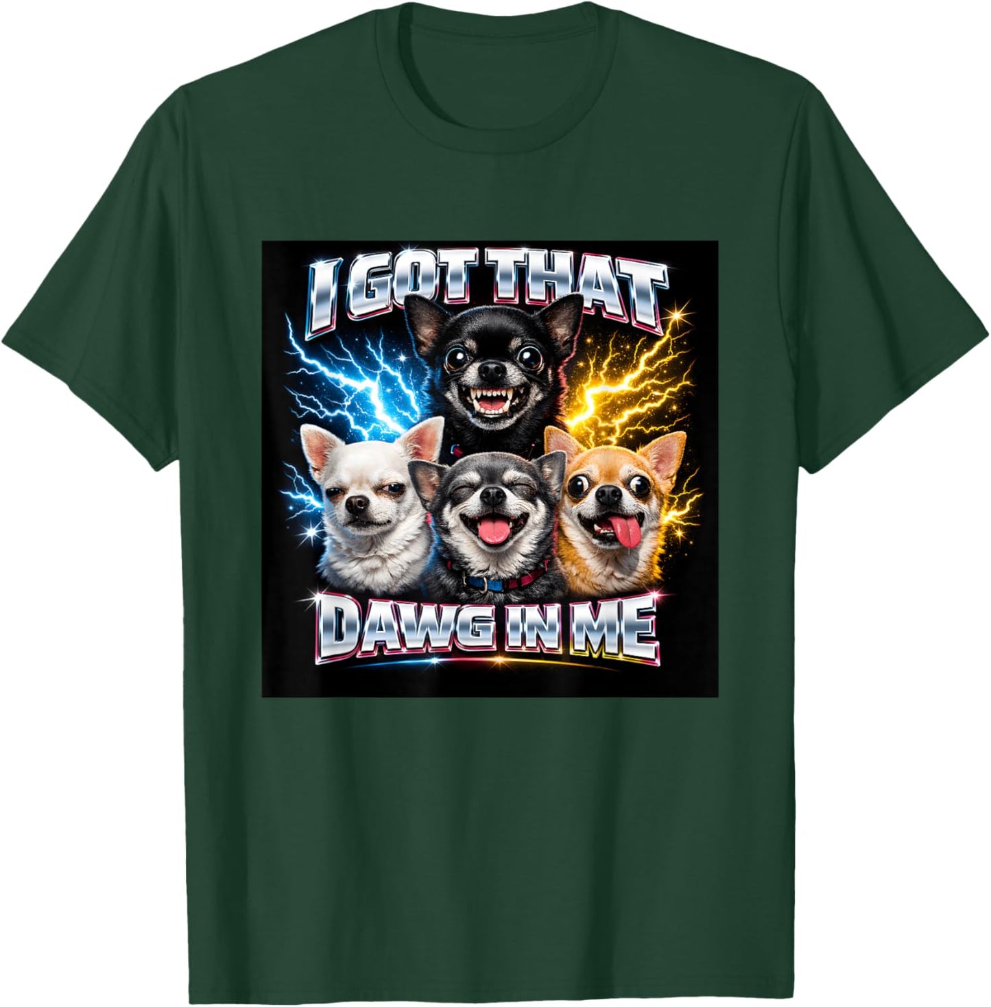 Vintage Chihuahua I Got Dawg in Me Funny Boys Girls Costume T-Shirt - T-Shirt | Forest