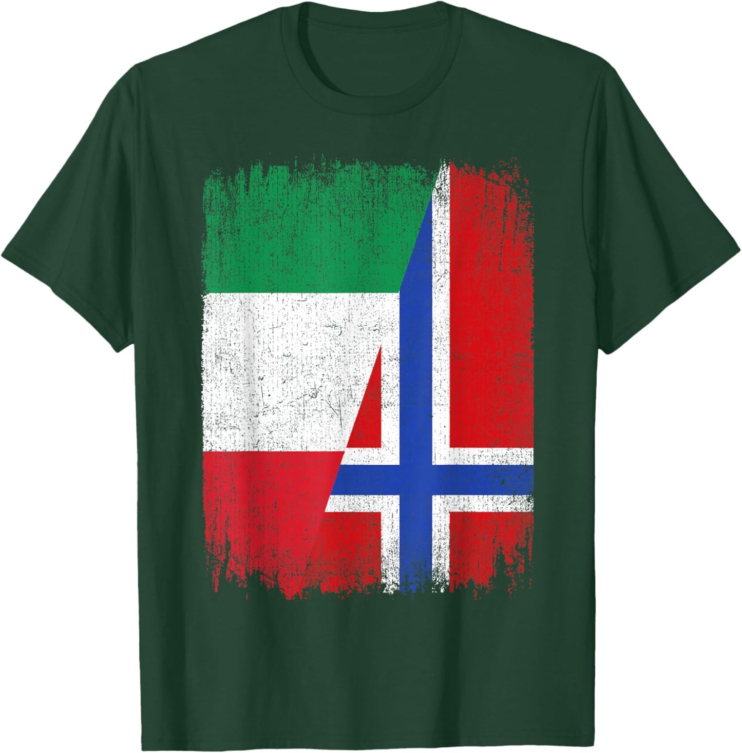Half Italy Norway Flag Italian Norwegian Pride Roots T-Shirt - T-Shirt | Forest