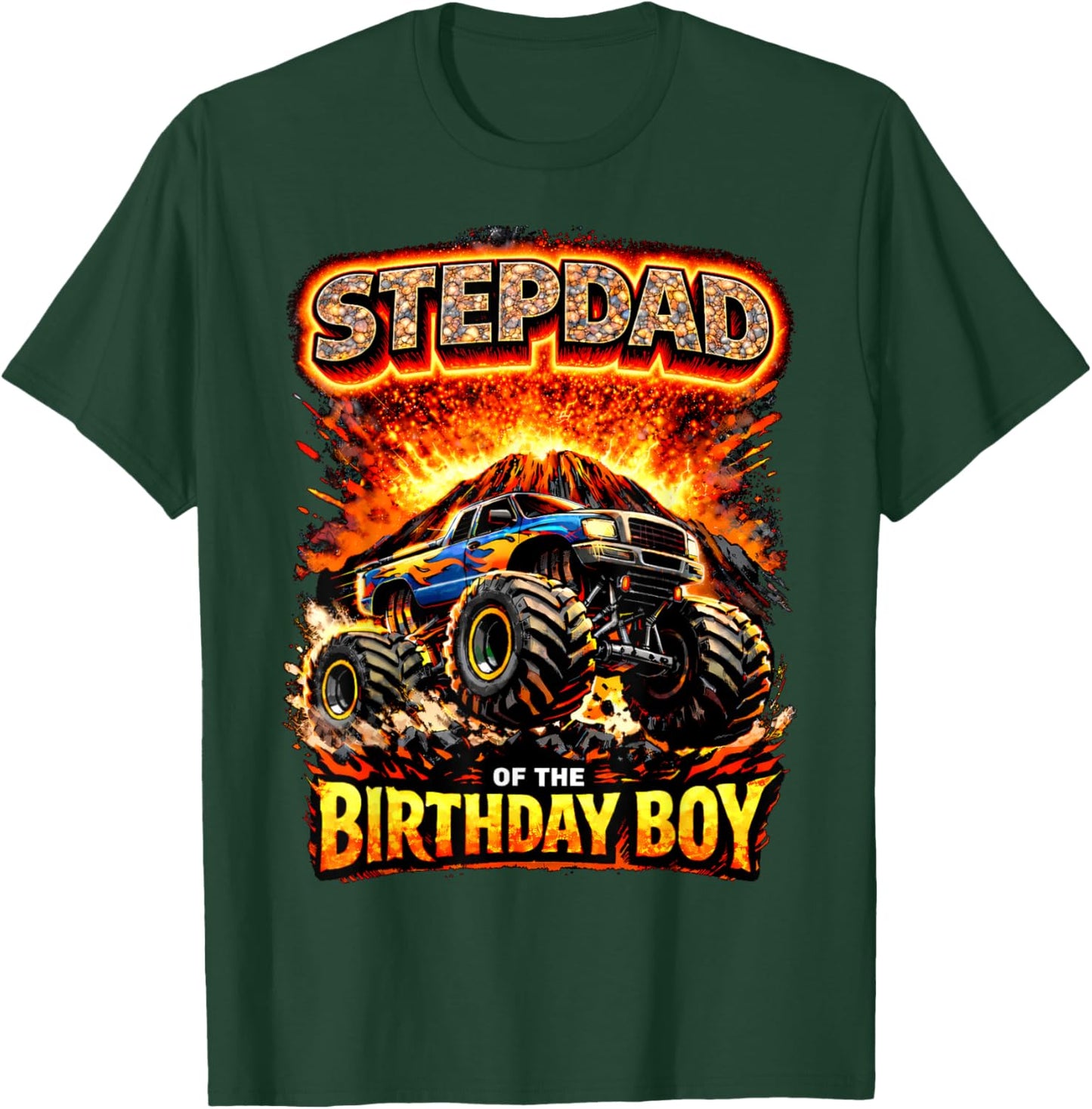 Stepdad of the Birthday Boy Monster Truck Birthday Novelty T-Shirt - T-Shirt | Forest