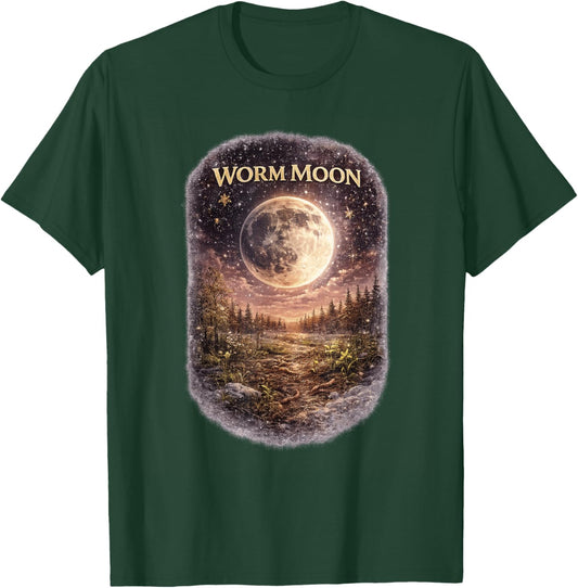 Worm Moon Spring Renewal Lunar Nature Symbolic Art T-Shirt - T-Shirt | Forest