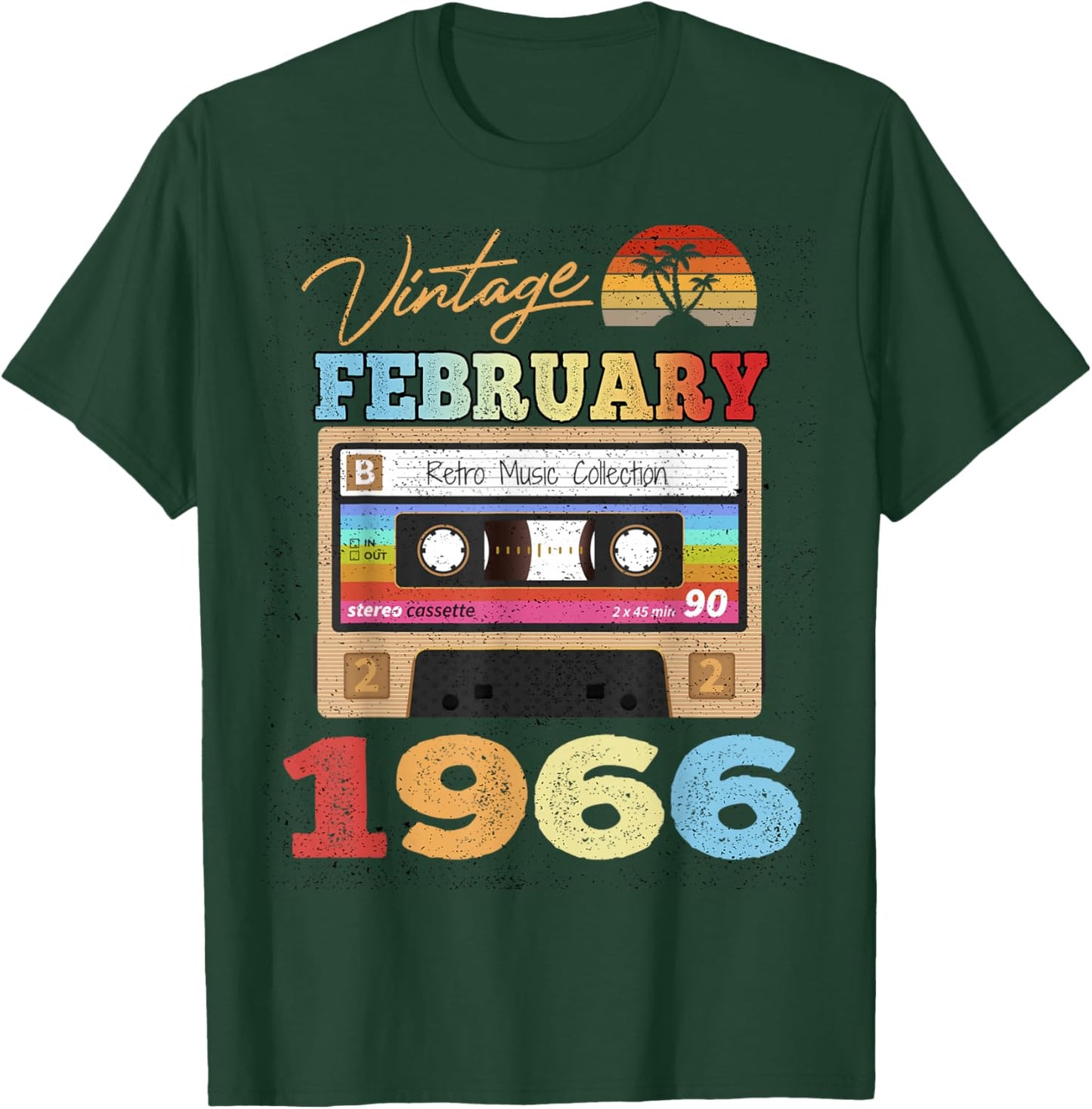 60th Birthday Gift Vintage Retro February 1966 60 Years Old T-Shirt - T-Shirt | Forest