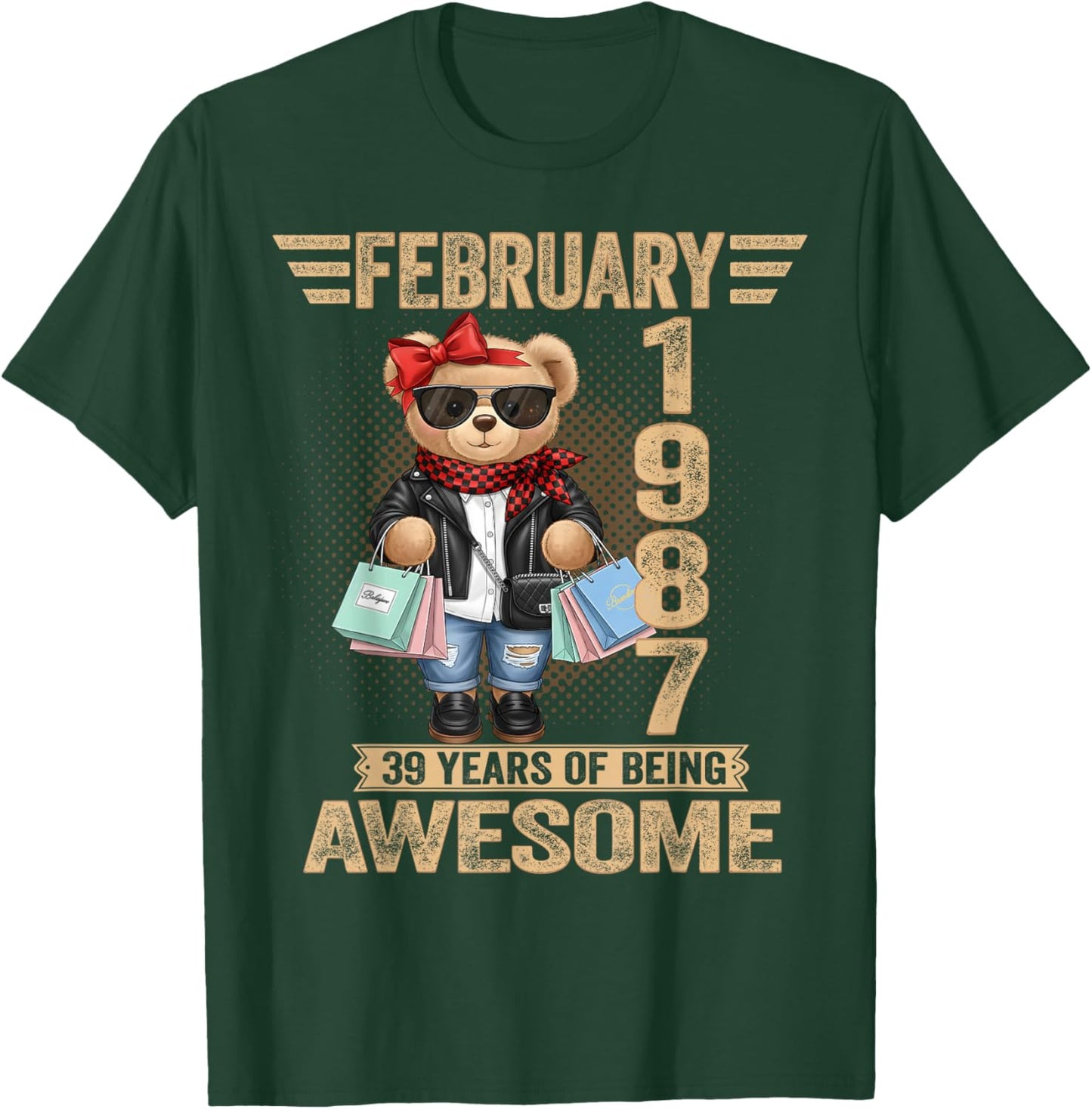 39 Year Old February 1987 Teddy Bear 39th Birthday Women T-Shirt - T-Shirt | Forest