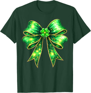 Cute Coquette Shamrock St Patricks Women Girl Kid Toddler T-Shirt - T-Shirt | Forest