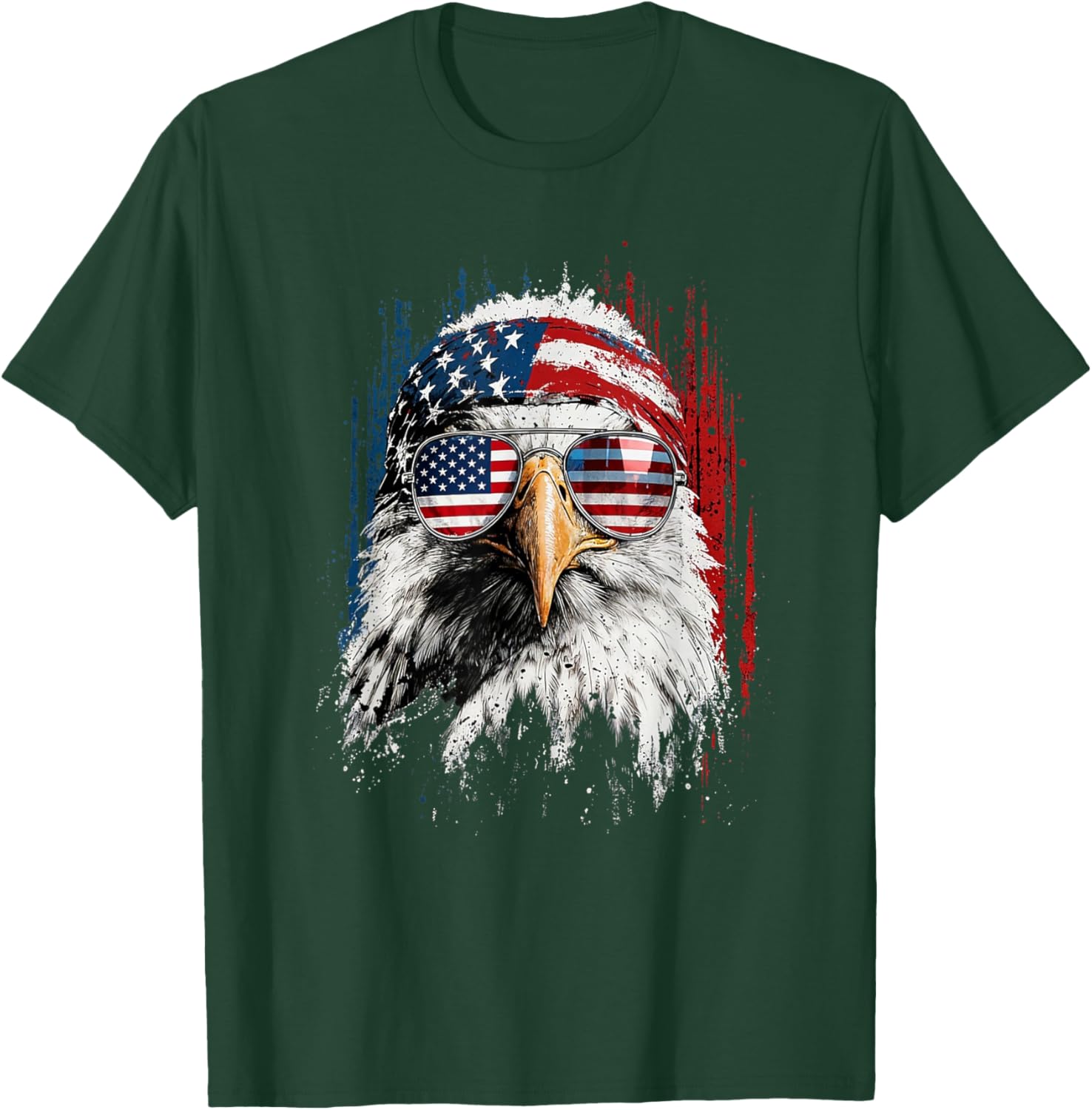 Bald Eagle with Sunglasses in US Style Design T-Shirt - T-Shirt | Forest