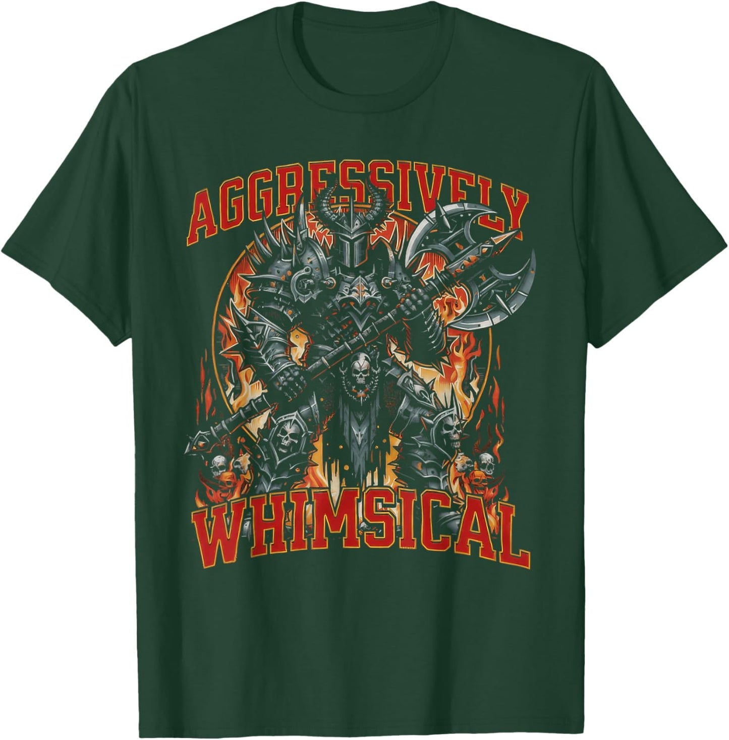 Aggressively Whimsical Dark Fantasy Warrior Battle Design T-Shirt - T-Shirt | Forest