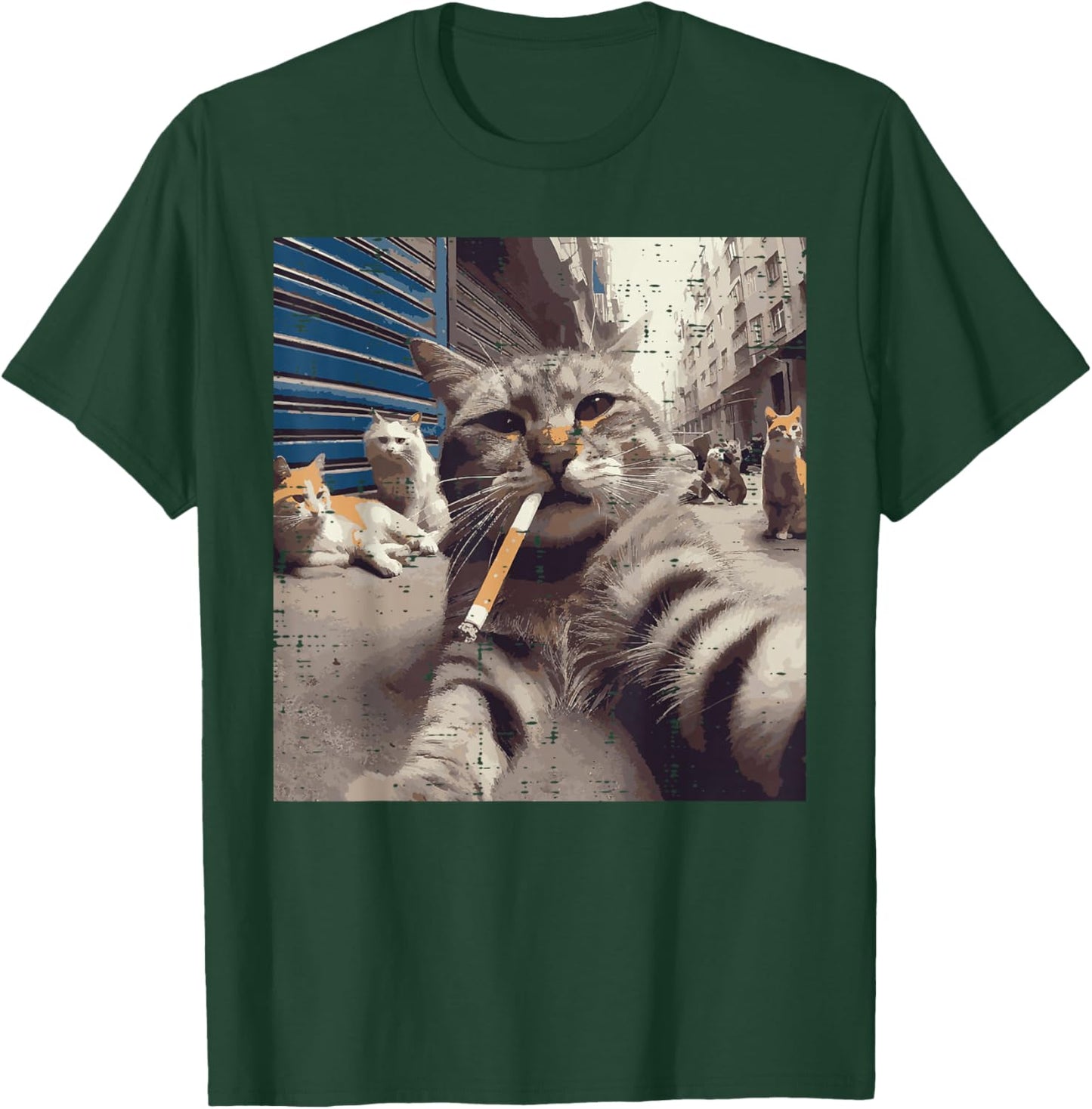 Cat Gangster Street Cats Selfie Funny Meme Humor Men Women T-Shirt - T-Shirt | Forest