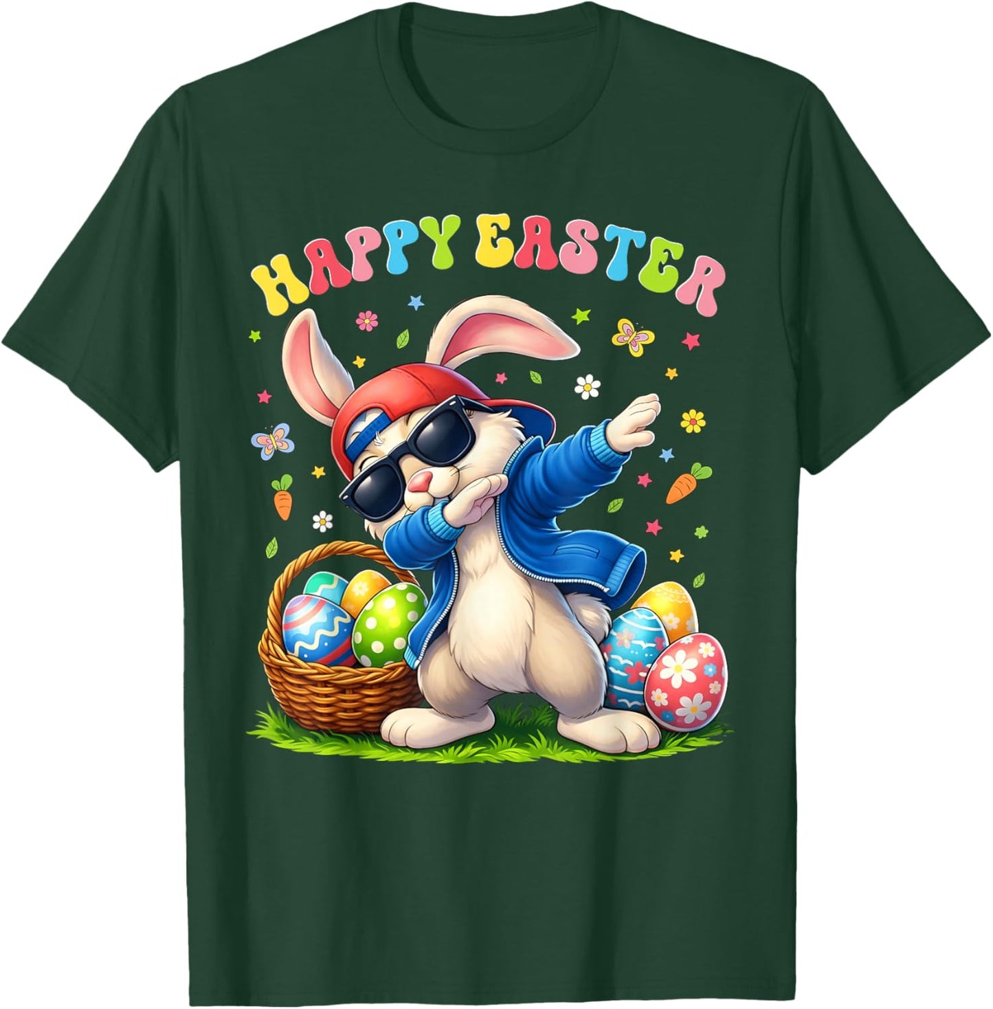 Happy Easter Day Funny Dabbing Rabbit Eggs Boy Girl Kid T-Shirt - T-Shirt | Forest
