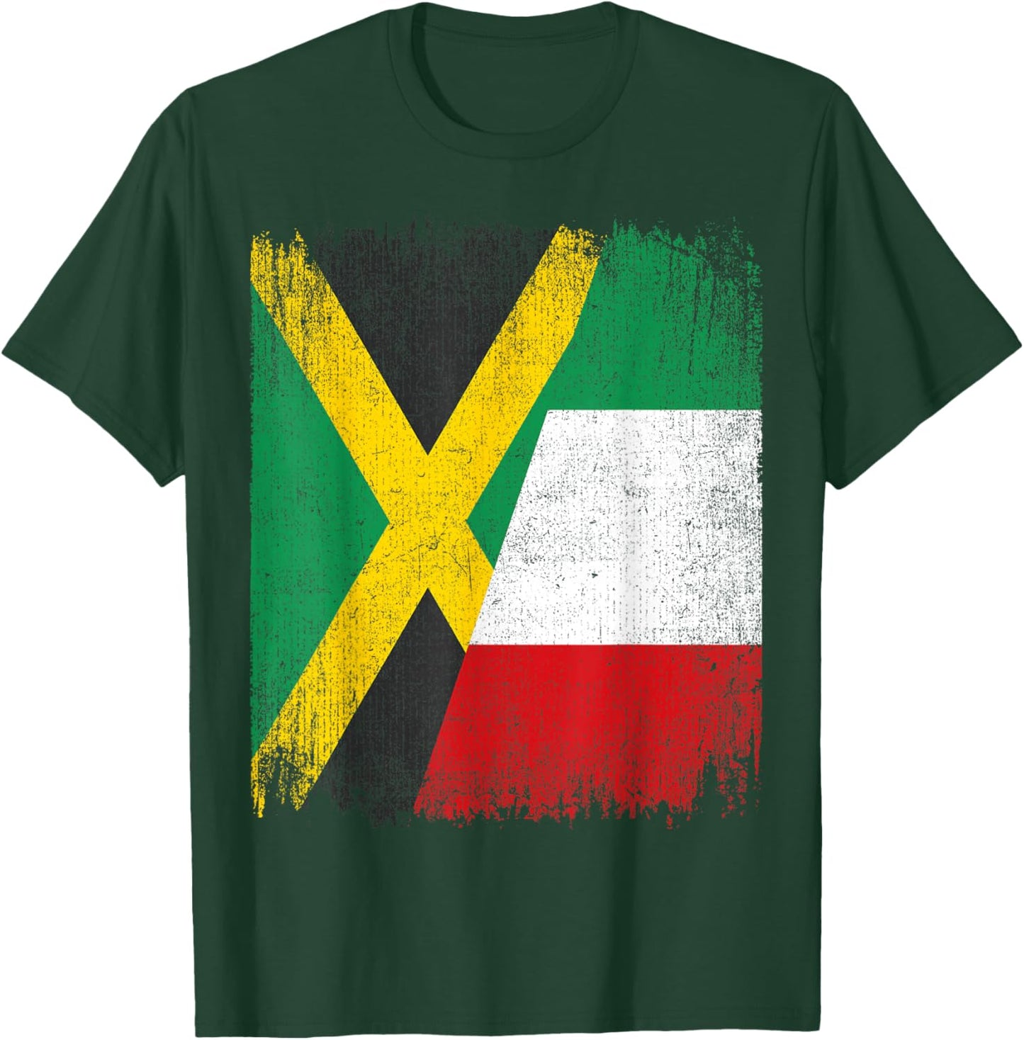 Half Jamaica Italy Flag Jamaican Italian Pride Roots T-Shirt - T-Shirt | Forest