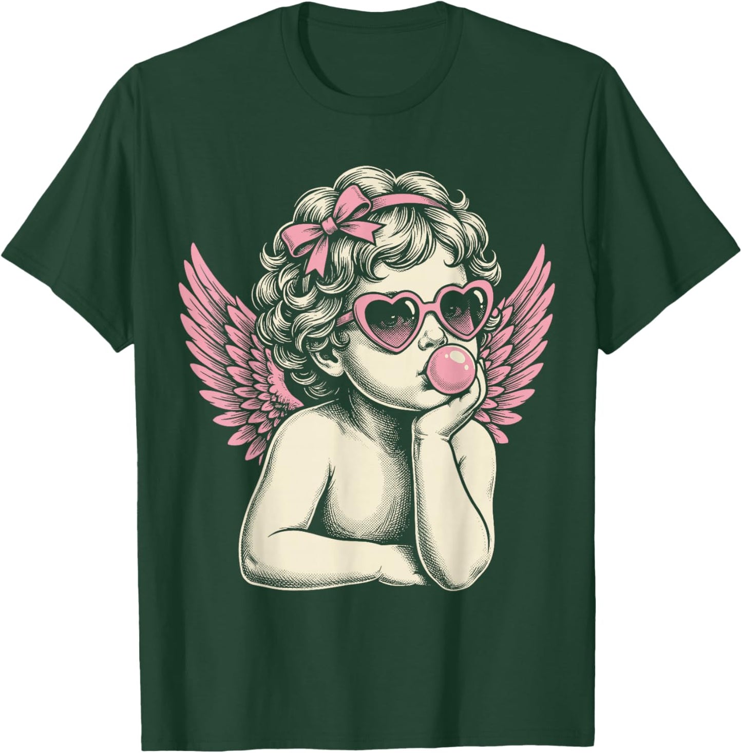 Cute Vintage Cupid Blowing Bubble Gum T-Shirt - T-Shirt | Forest