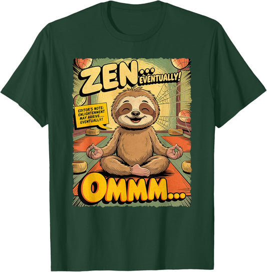 Vintage Sloth Yoga Funny Retro Comic Meditation Zen Lotus T-Shirt - T-Shirt | Forest
