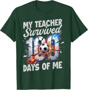 100 Days of School Soccer Drip 100th Day of School Boys Kids T-Shirt - T-Shirt | Forest