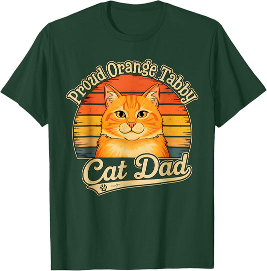 Proud Orange Tabby Cat Dad Sunset Graphic T-Shirt - T-Shirt | Forest