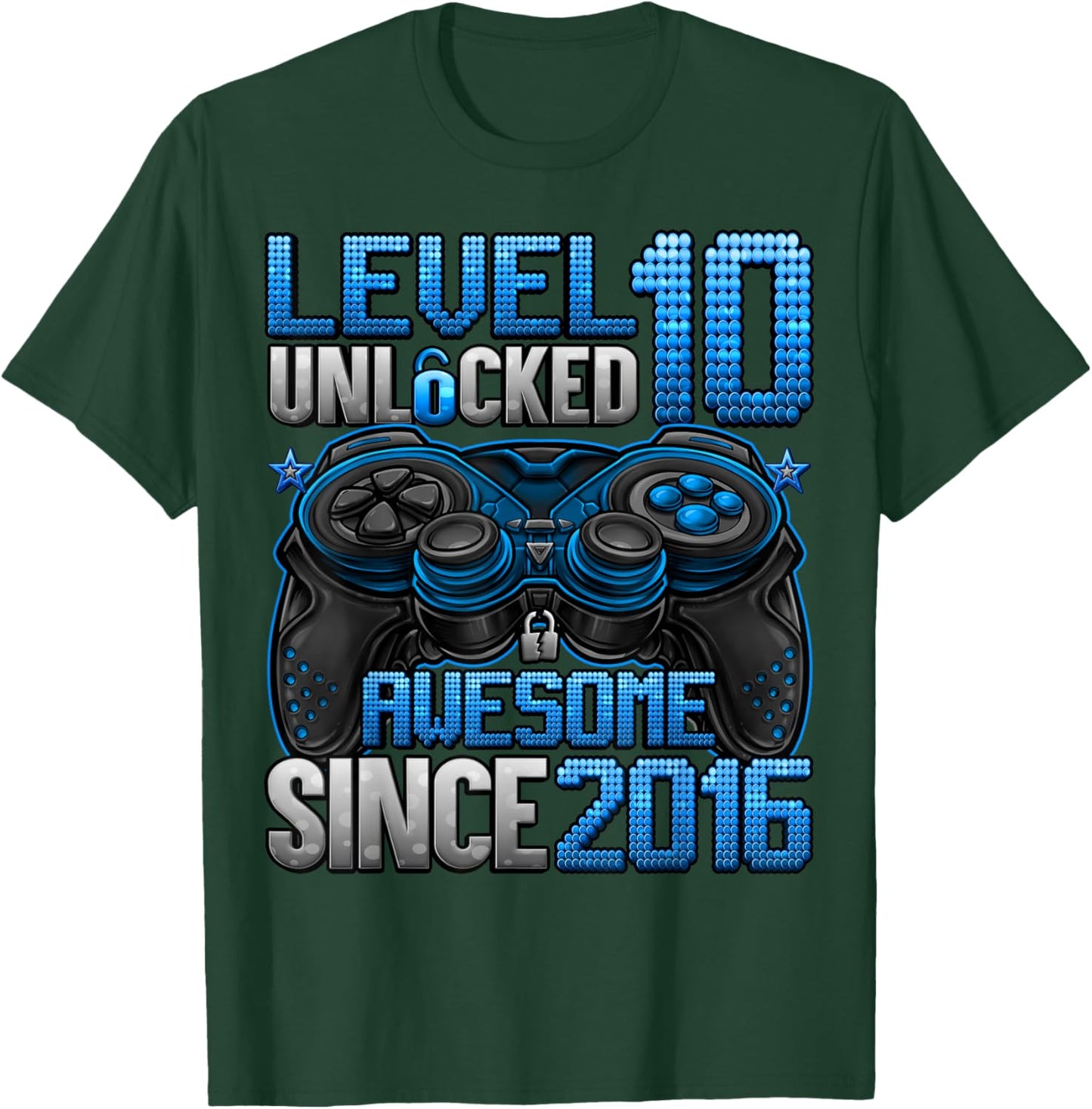 Level 10 Unlocked 10 Year Old Gifts Boys 10th Birthday Boy T-Shirt - T-Shirt | Forest