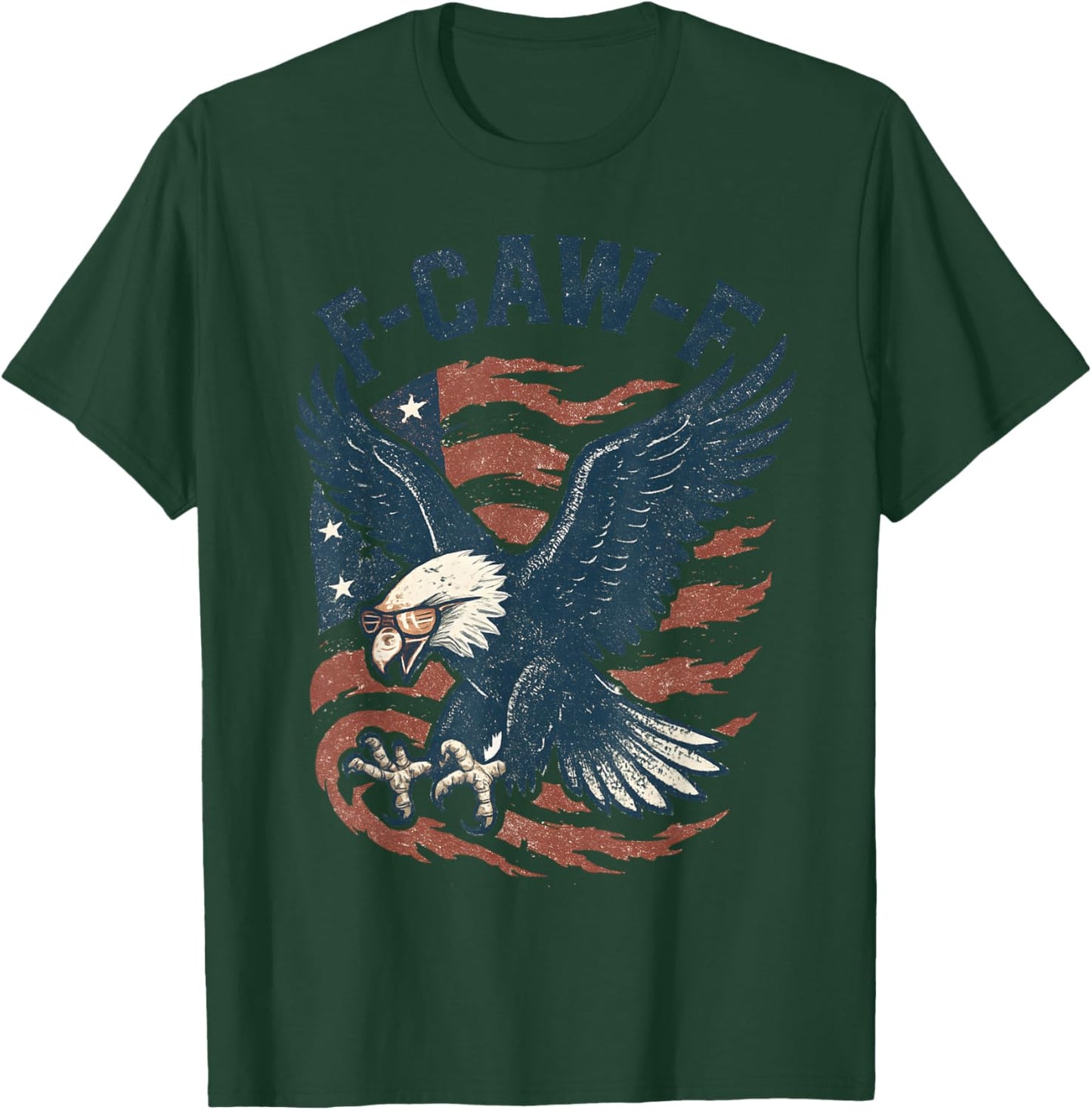 Funny F CAW F Bald Eagle American Flag Red White and Blue T-Shirt - T-Shirt | Forest