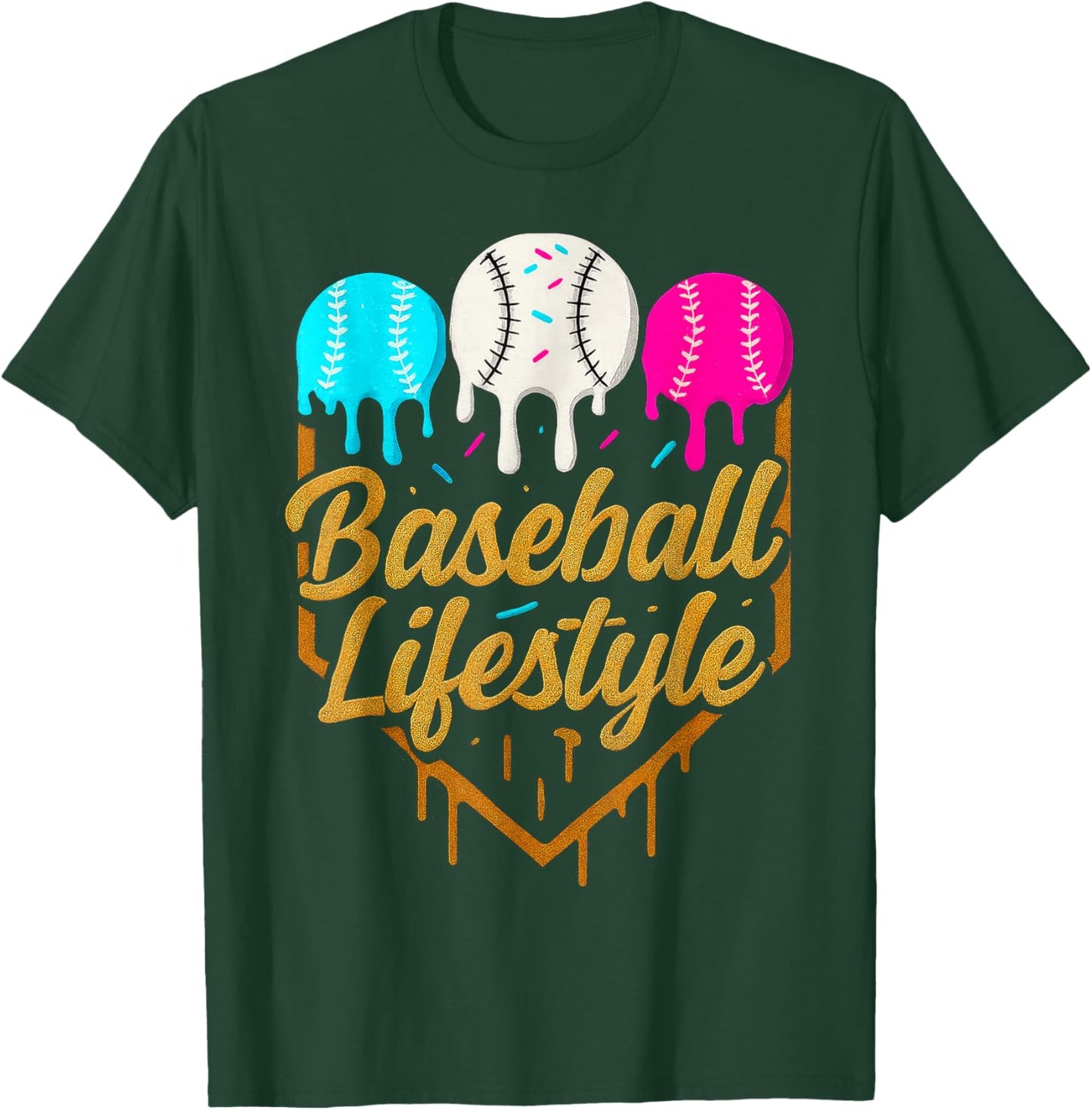 Baseball Lifestyle, Baseball Drip Icecream T-Shirt - T-Shirt | Forest
