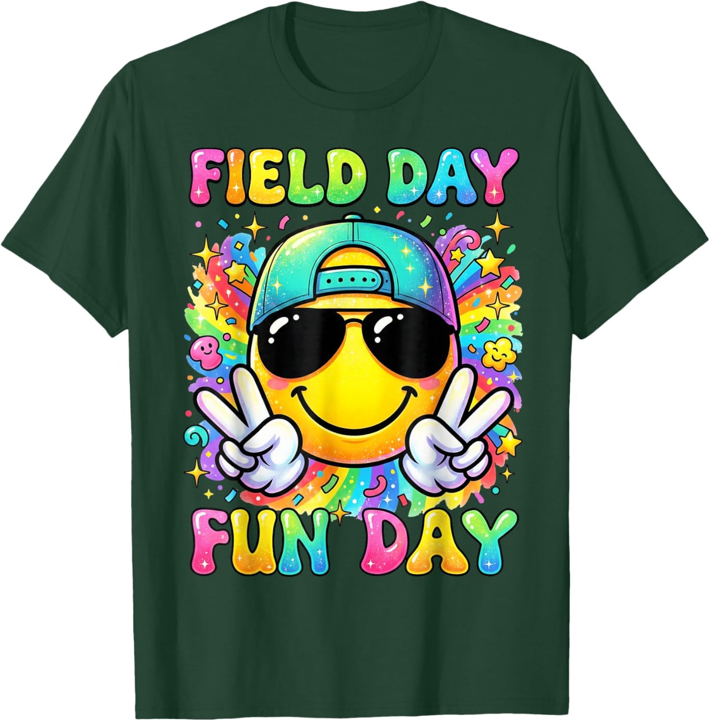 Retro Field Day Teachers Boys Girls Kids Field Day Fun Day T-Shirt - T-Shirt | Forest
