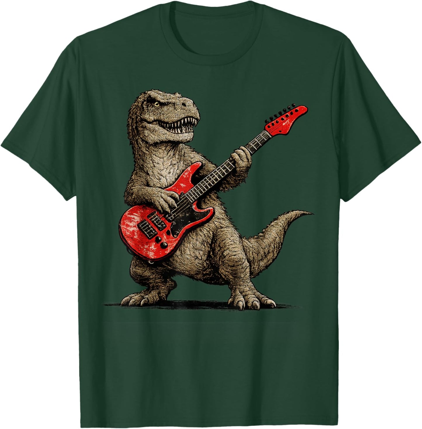 Funny T-Rex Playing Guitar Rock and Roll Gifts Men Women Kid T-Shirt - T-Shirt | Forest