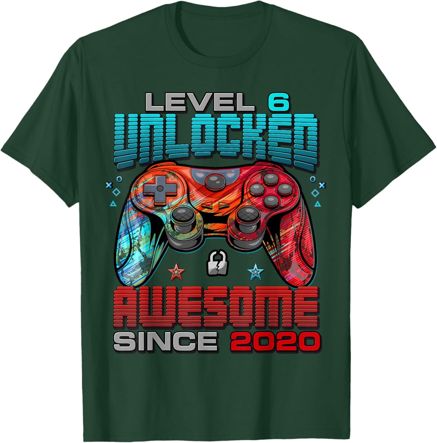 Level 6 Unlocked Awesome Since 2020 6th Birthday Gaming T-Shirt - T-Shirt | Forest