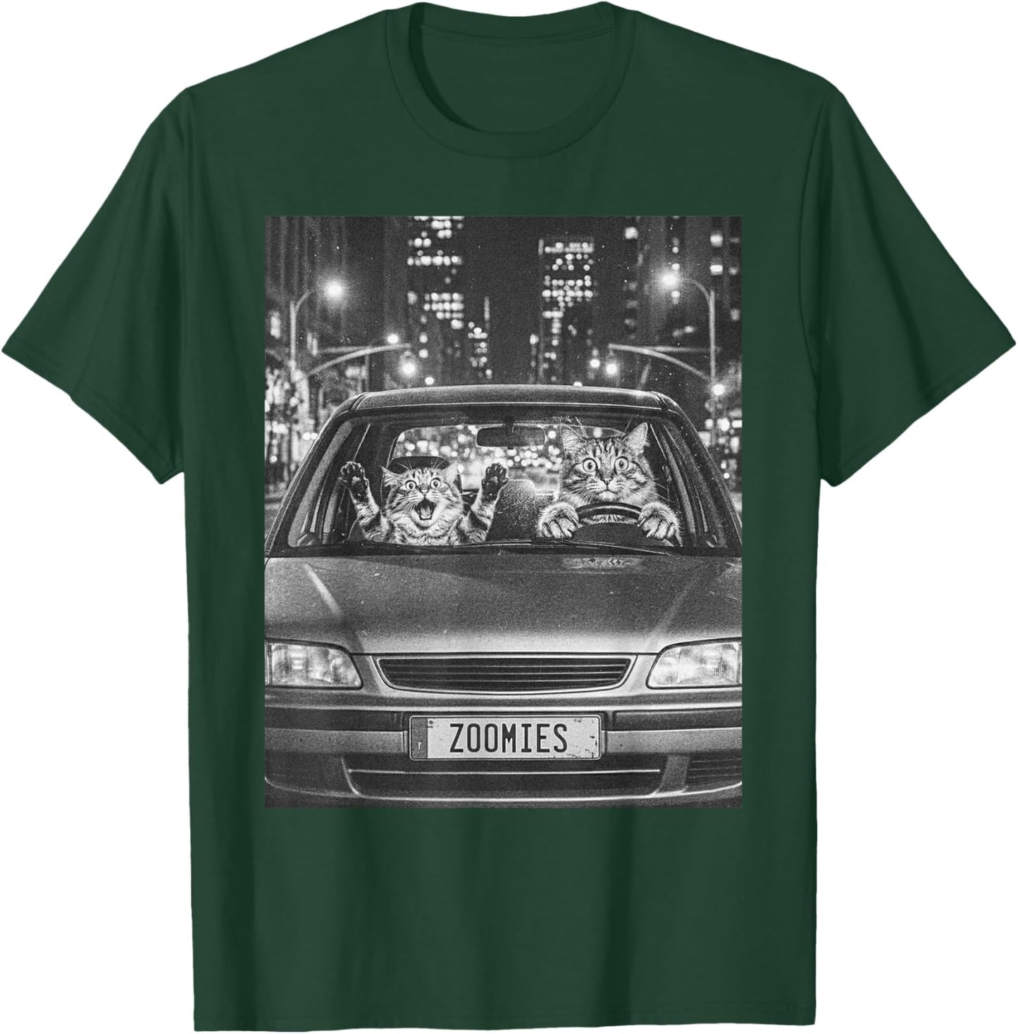 Funny Zoomies Tabby Cat Selfie Bad Driver Meme Bootleg T-Shirt - T-Shirt | Forest