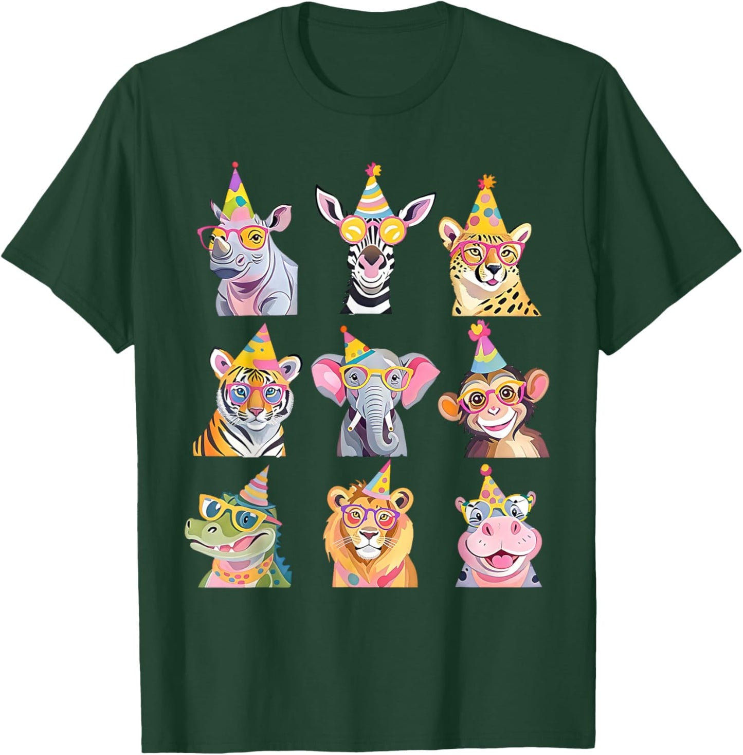Cute Party Animals Birthday Wildlife Zoo Birthday Boys Kids T-Shirt - T-Shirt | Forest