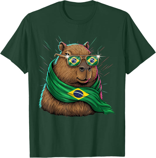 Brazil Flag Capybara Brazilian Roots Brasilian Pride Brasil T-Shirt - T-Shirt | Forest