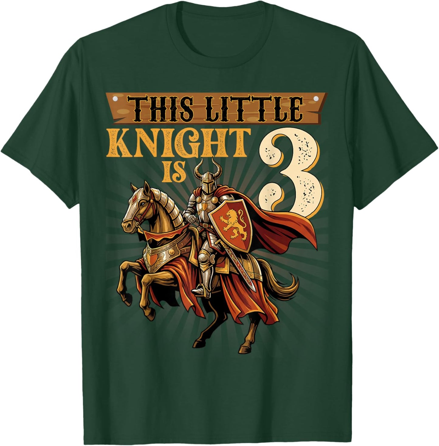 Knight Birthday 3 Years Old Boys 3rd Knight Birthday Party T-Shirt - T-Shirt | Forest