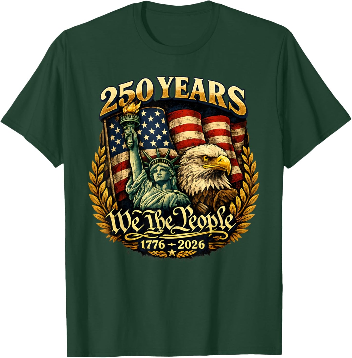 Vintage 250 Years American 1776-2026 250th Birthday USA T-Shirt - T-Shirt | Forest